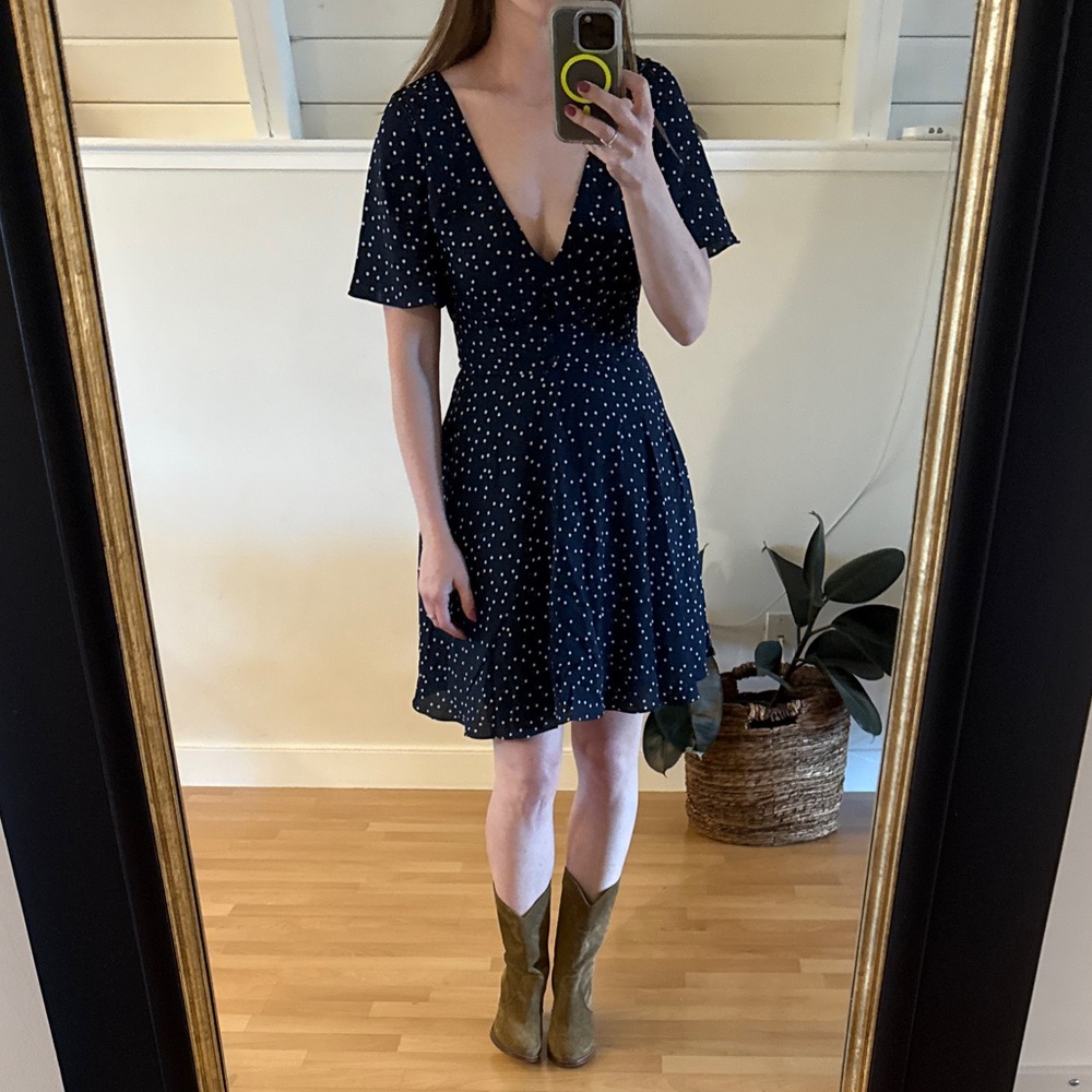 BB Dakota Navy Polka Dot Dress